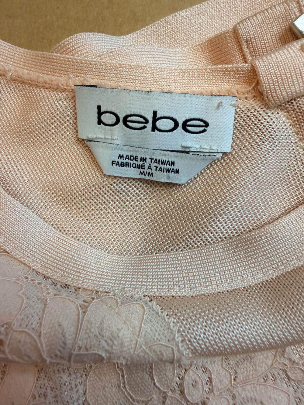 Bebe Blush Pink Lace-Top Midi Bodycon Dress - Picture 3 of 6